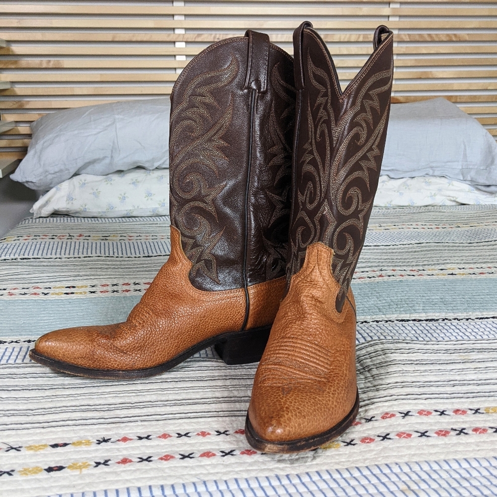 STUNNING Dan Post Two Tone Leather Cowboy Boots
